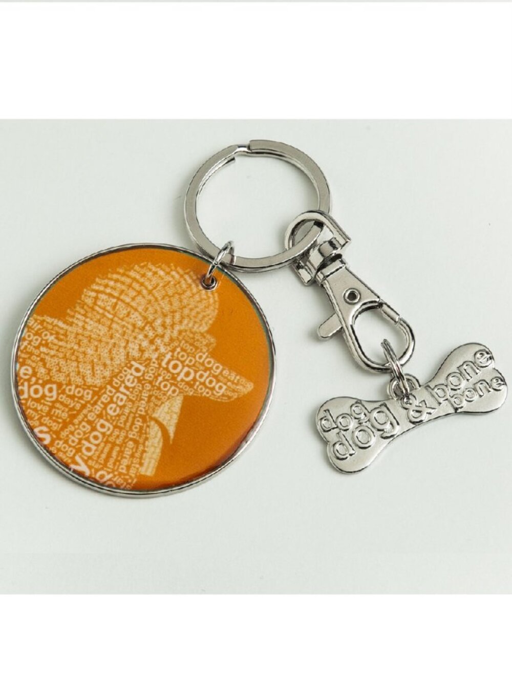 Poodle Silver Plated Key Chain & Pet Charm Set